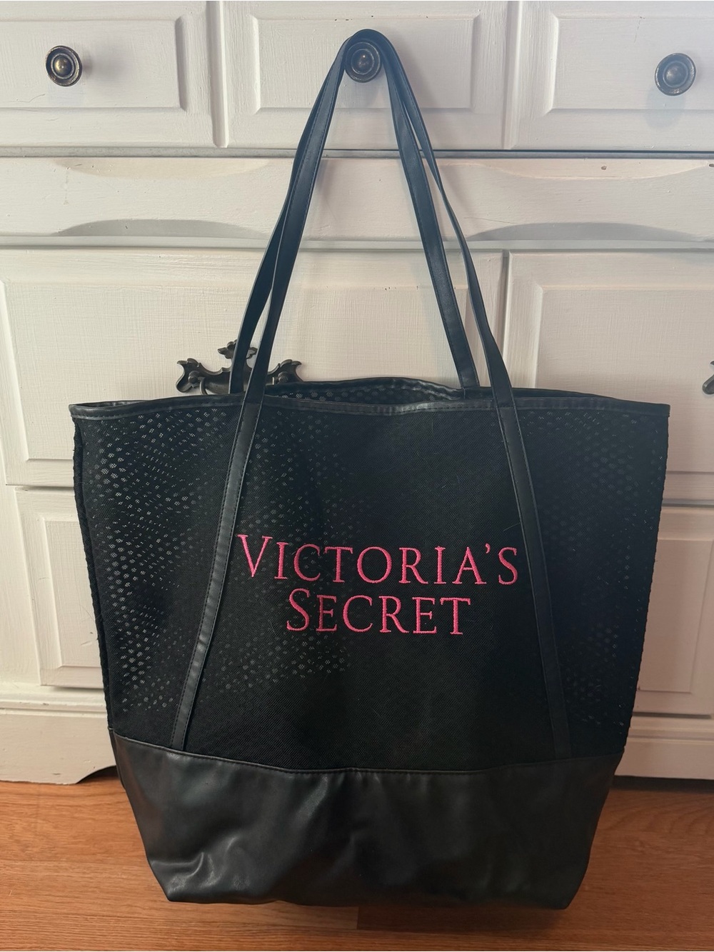 Victorias Secret Black Mesh Beach Tote Bag
